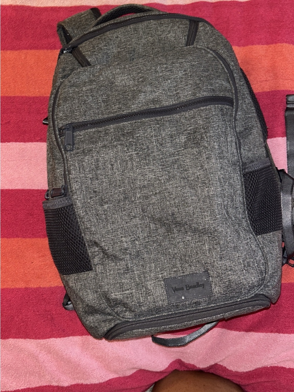 Vera Bradley Gray Heathered Men's Backpack with Front Zip Pocket